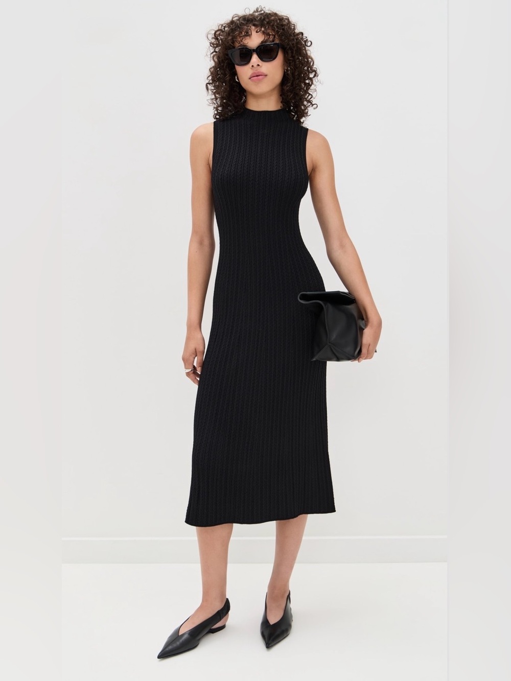 BNWT Theory Black Cable Rib Dress size L